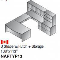 AOSP U Shape w/Hutch + Storage 108x113